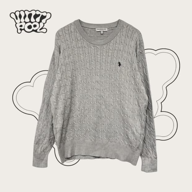 U.S.폴로 케이블 꽈배기 니트  2XL 그레이