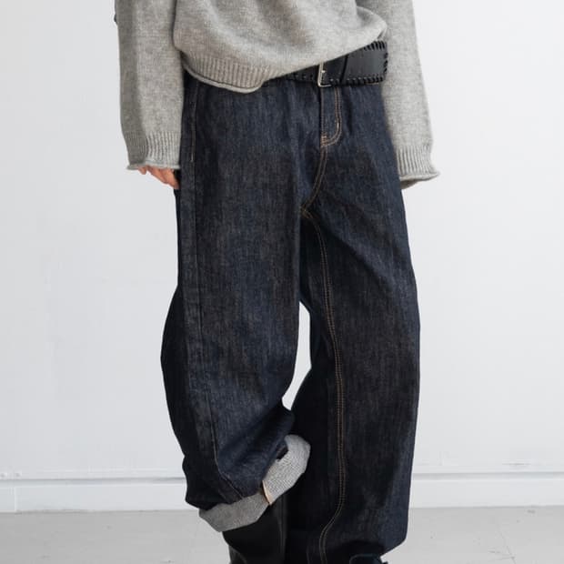 피키소사이어티 Roll-Up Wide Low Denim (Blue/S)