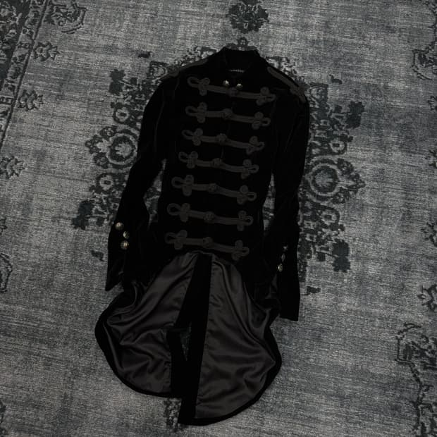Punk rave gothic napoleon velour coat