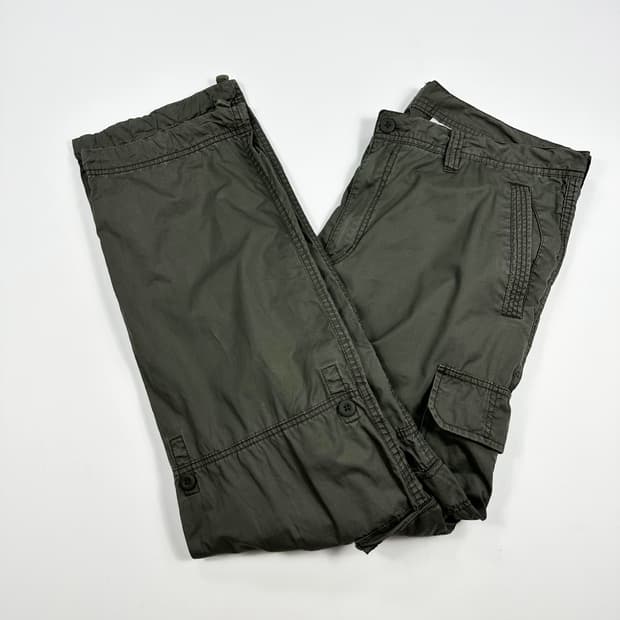 34 VTG 빈티지 와이드 패러슈트 카고팬츠 카키