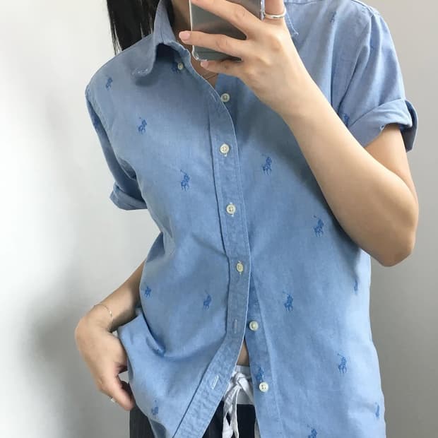 Polo 폴로 랄프로렌 신형 포니로고 스카이블루 반팔 셔츠