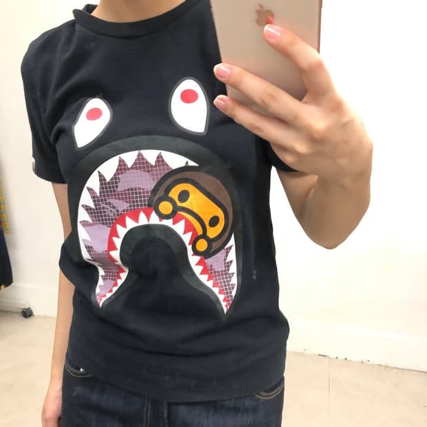 베이프 베이비 마일로 딱붙핏 반팔 티셔츠