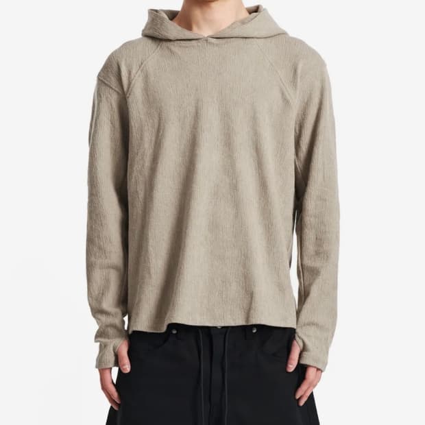 기철 Frame Slub Knit Hoodie 핑거홀 롱슬리브 후드