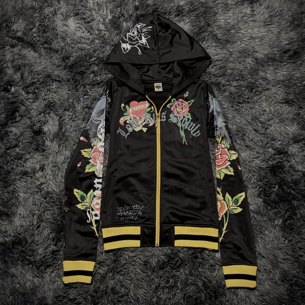 Ed Hardy 타투 프린팅 트랙 후드집업
