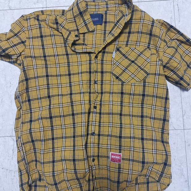 메리제임스 반팔 체크 셔츠 L