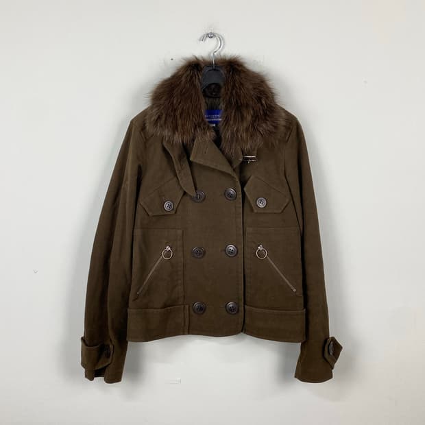 버버리 블루라벨 브라운 퍼 퀄팅 자켓 38