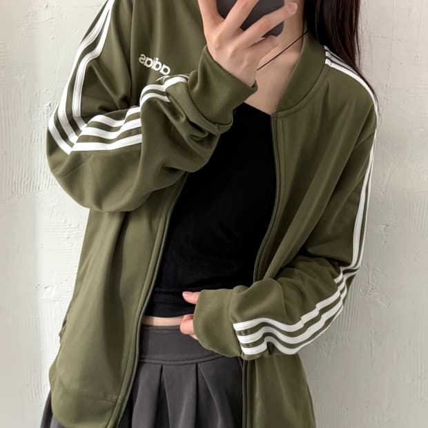Adidas 아디다스 카키올리브 사이드라인 트랙탑