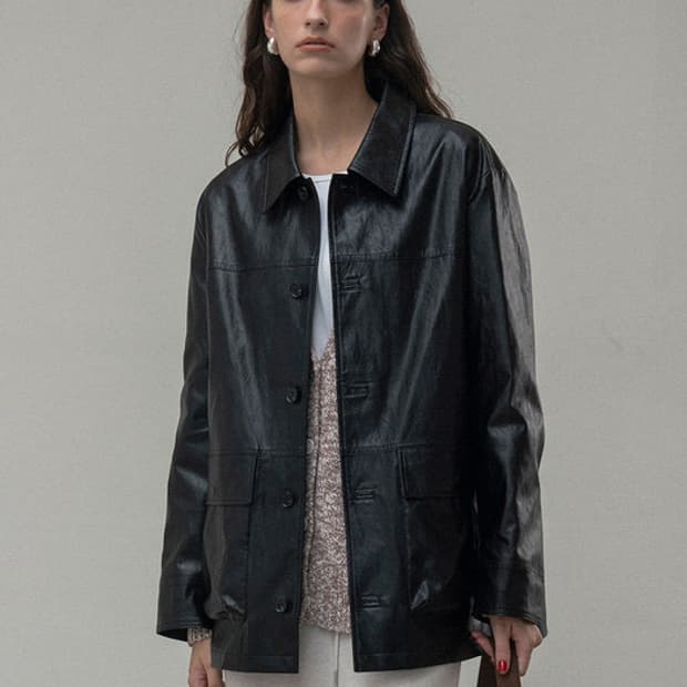 시야쥬 페이크 레더 자켓