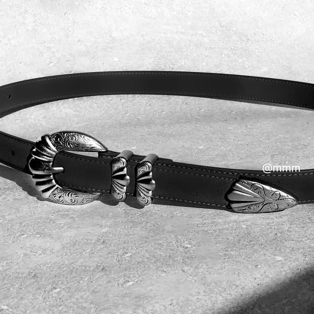 토닉 웨스턴 스웨이드 가죽 벨트 블랙