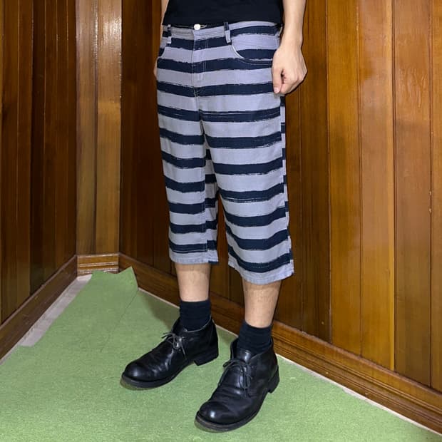 Edwin stripe cotton shorts