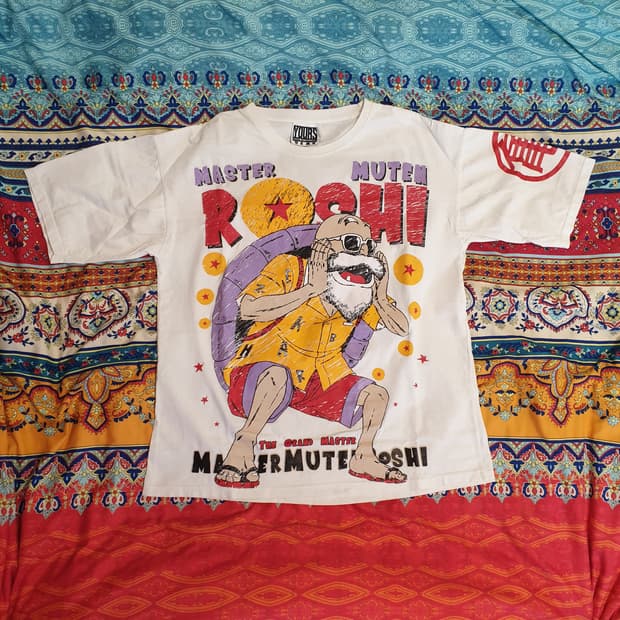 드래곤볼 무천도사 카툰 프린팅 티셔츠