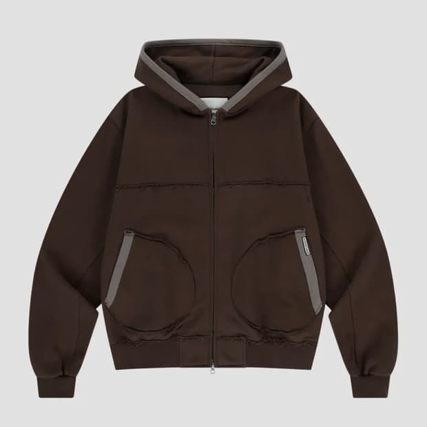 더바이닐하우스 컷오프 후드집업 브라운 S