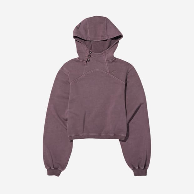 미스치프 사이드 버튼 업 크롭 후드 워시드