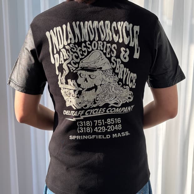 [M]인디언 모터사이클 레더 스컬 티셔츠