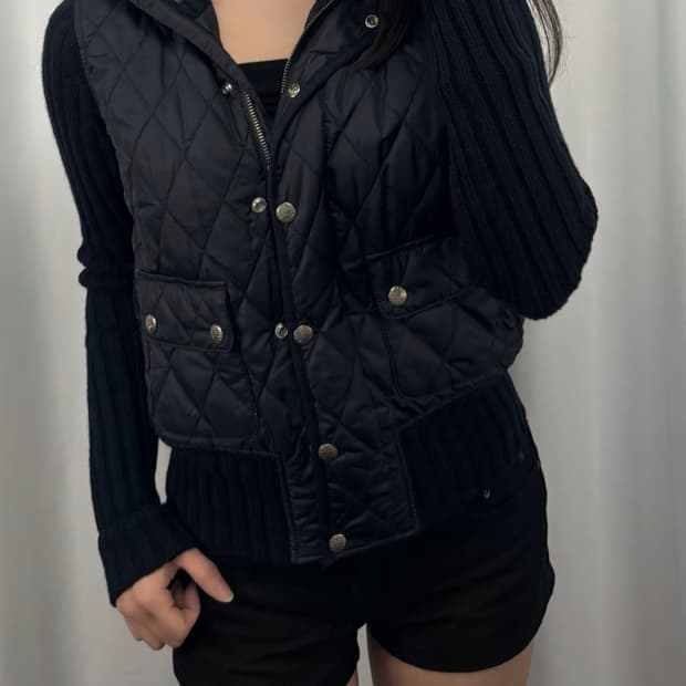 폴로 진스 네이비 퀼팅 니트 자켓