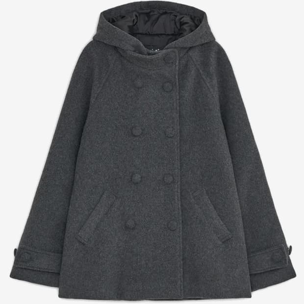 후드 하프 코트 차콜