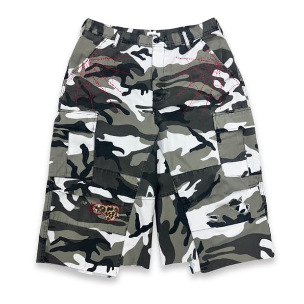 Distressed Sashiko Snow camo Bermuda _ 2