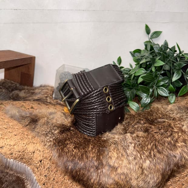 Anne Klein dark brown eyelet strap belt