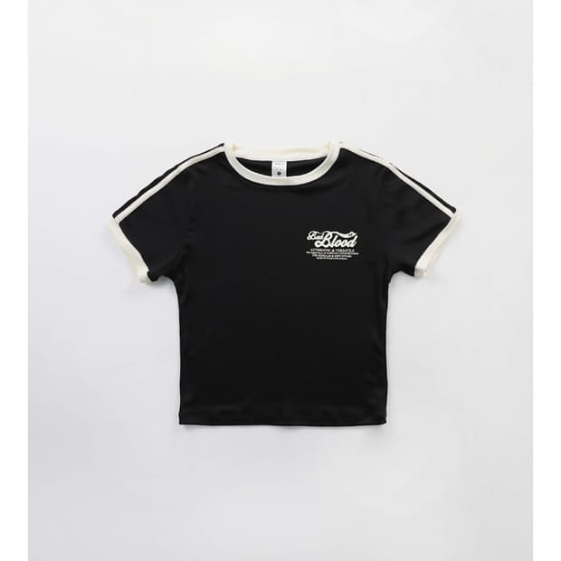 배드블러드 빈티지 로고 슬림반팔티