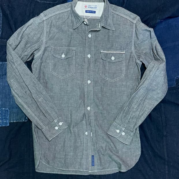 이스트하버서플러스 코튼 블랜드 투 포켓 샴브레이 셔츠 L