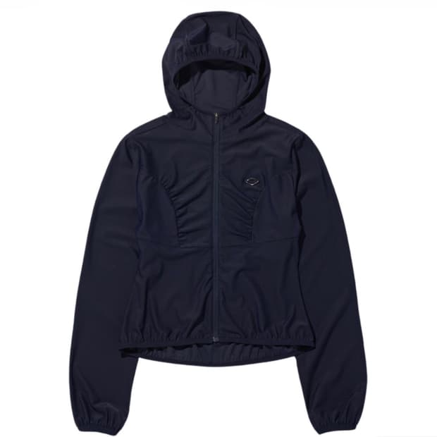 (W) Mischief Hooded Waffle Zip Up Navy