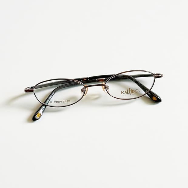 90s KALEIDO 브라운 슬림 오벌  메탈 빈티지 안경