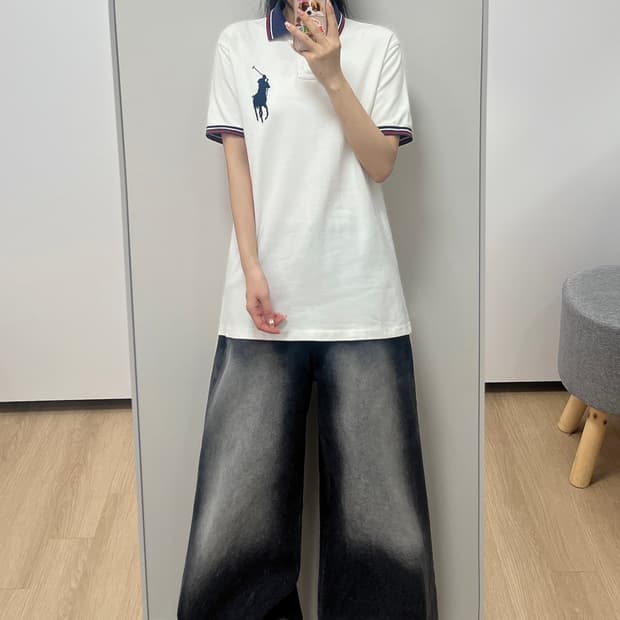 폴로 랄프로렌 빅포니 화이트 카라 반팔 티셔츠