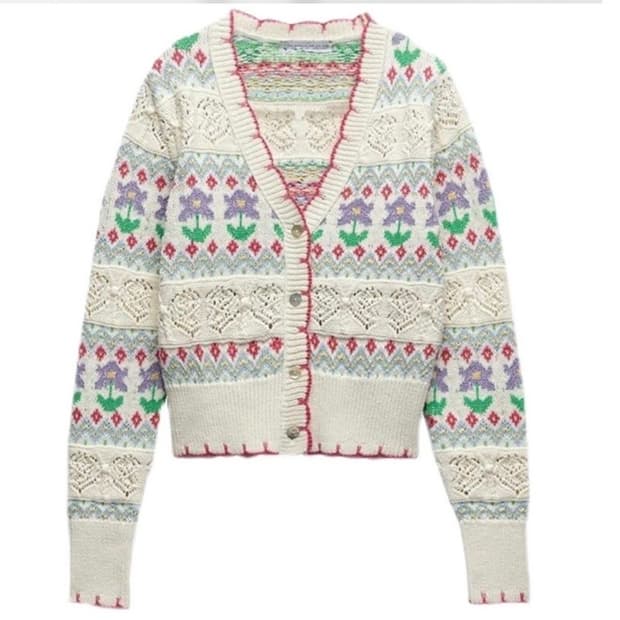 자라 꽃무늬자수가디건