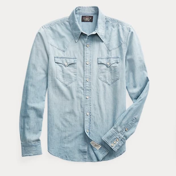 더블알엘 rrl 슬림핏 샴브레이 웨스턴 셔츠 L