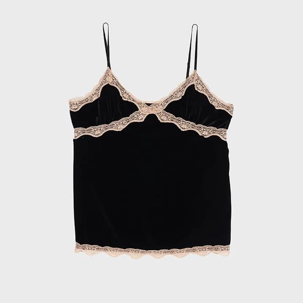 [Dared] LACE TRACED VELVET CAMISOLE
