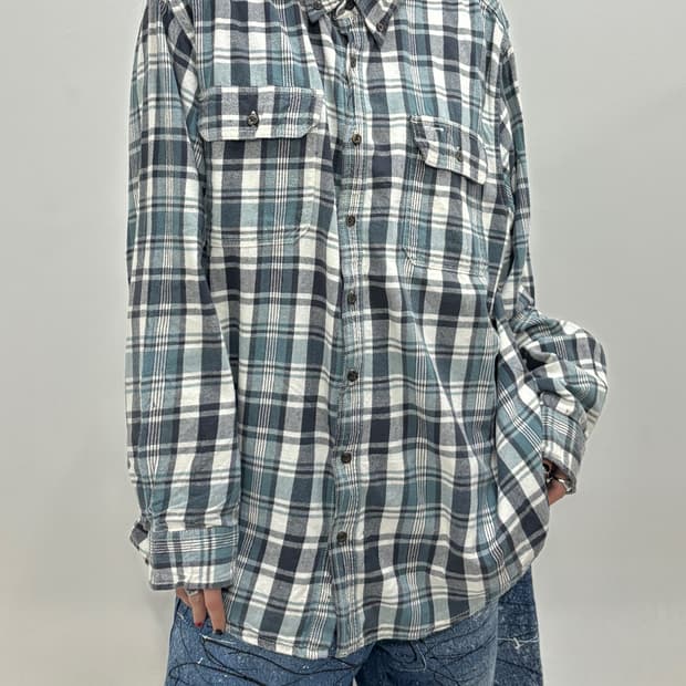 90s 민트플란넬셔츠 투엑라