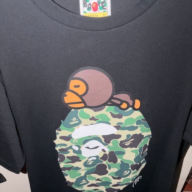 베이프 ABC 카모 마일로 온 빅 에이프 티셔츠 블랙 그린