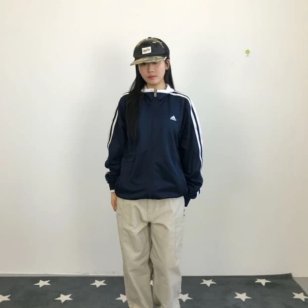 Adidas Navy 3-Stripe Track Jacket