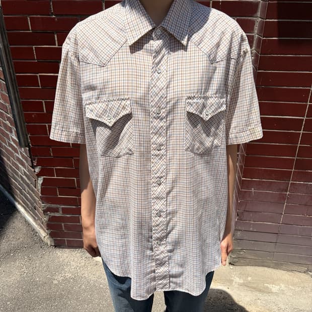 COUNTRY SHIRT WORKS 체크 반팔 셔츠 XL