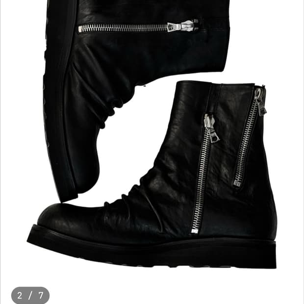 san263-1 Waxed Leather Double Zip Boots