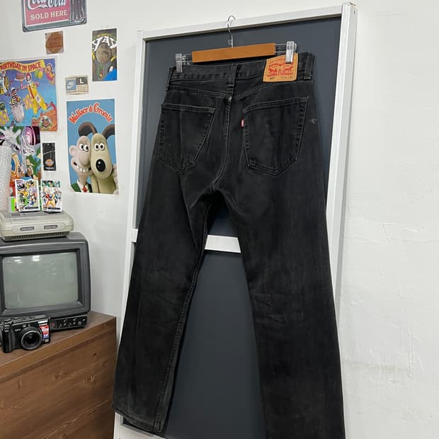 리바이스 505 레귤러 스트레이트 흑청 블랙 데님 팬츠