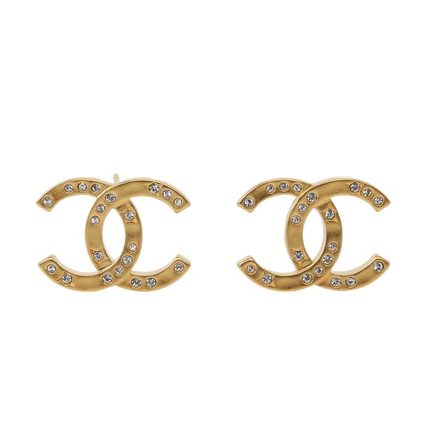 샤넬 라인스톤 스타 이어링 스터드 코코 CC 귀걸이 ABE517