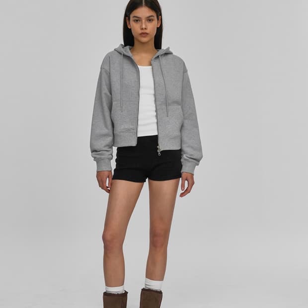 블랙업 헤비코튼 후드집업 그레이