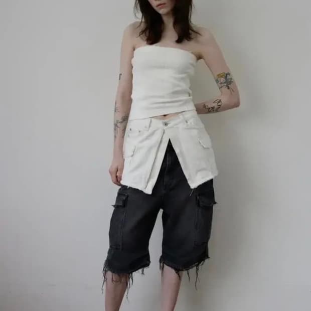 에스이오 카고 데님 숏팬츠 반바지