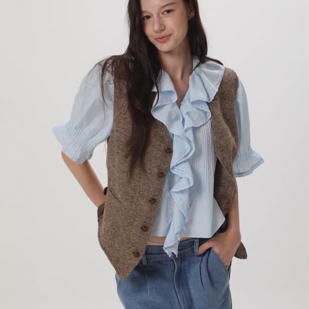 위라라 러플 블라우스 (새상품)