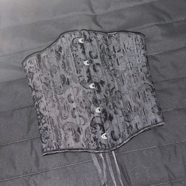 블랙 자카드 패턴 코르셋 