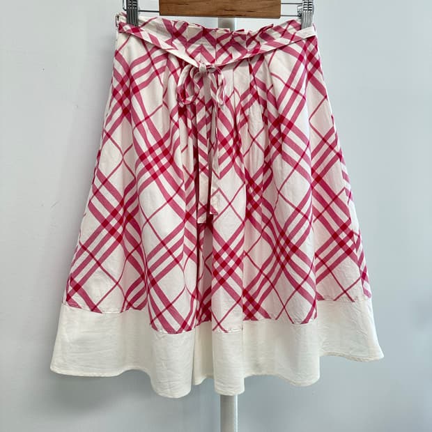 버버리 레드 체크 플레어 스커트
