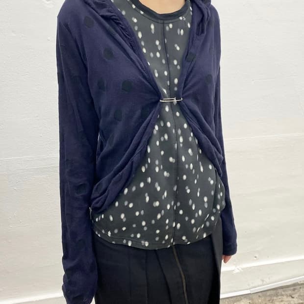 와이즈 도트 패턴 가디건