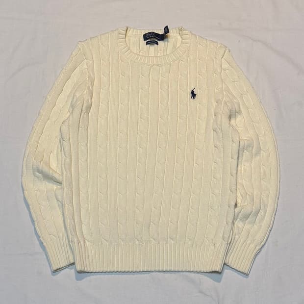 폴로 랄프로렌 꽈배기 케이블 니트 아이보리 크림