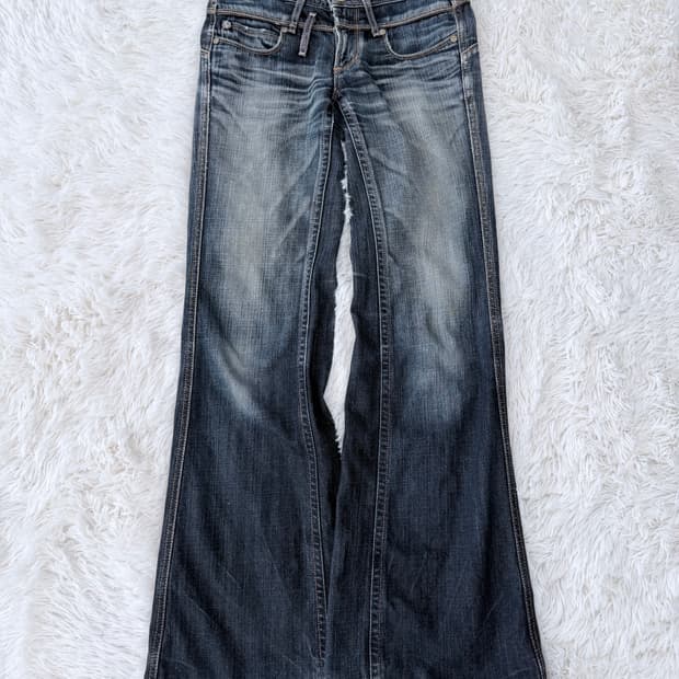 Y2K 진청 세미 부츠컷 팬츠