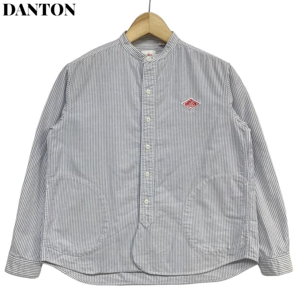 DANTON Stripe Henley Neck Shirt 36