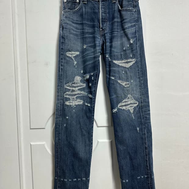 리바이스 501 데미지 데님 팬츠