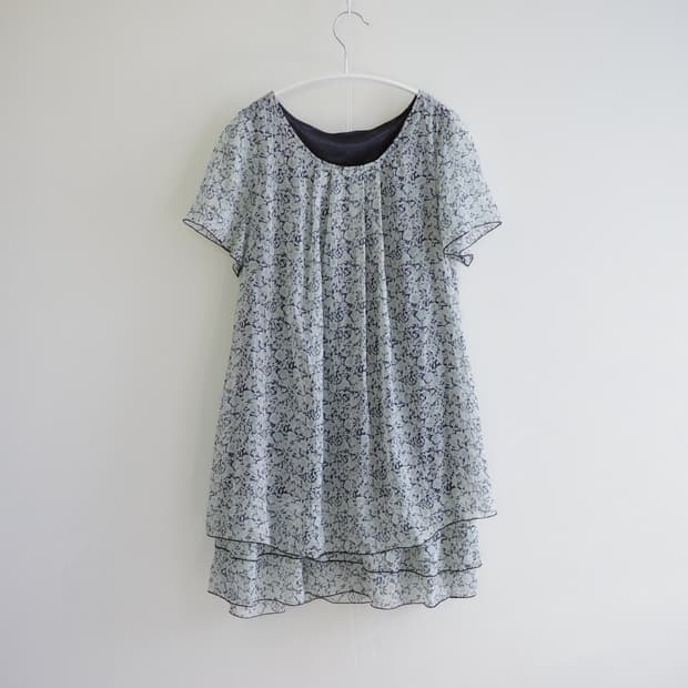 Vintage Mint Floral Chiffon Dress