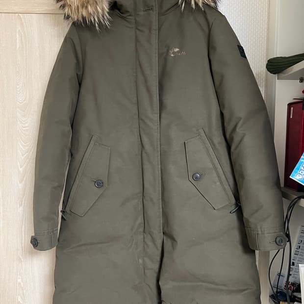 네파 카키 올리브 롱 패딩 자켓