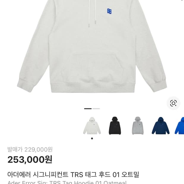 아더에러 시그니피컨트 후드티 오트밀 xl 팝니다